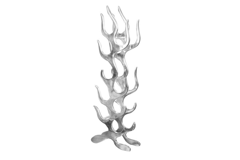 Modernes Weinregal FLAME 93cm silber für 9 Flaschen Flaschenhalter