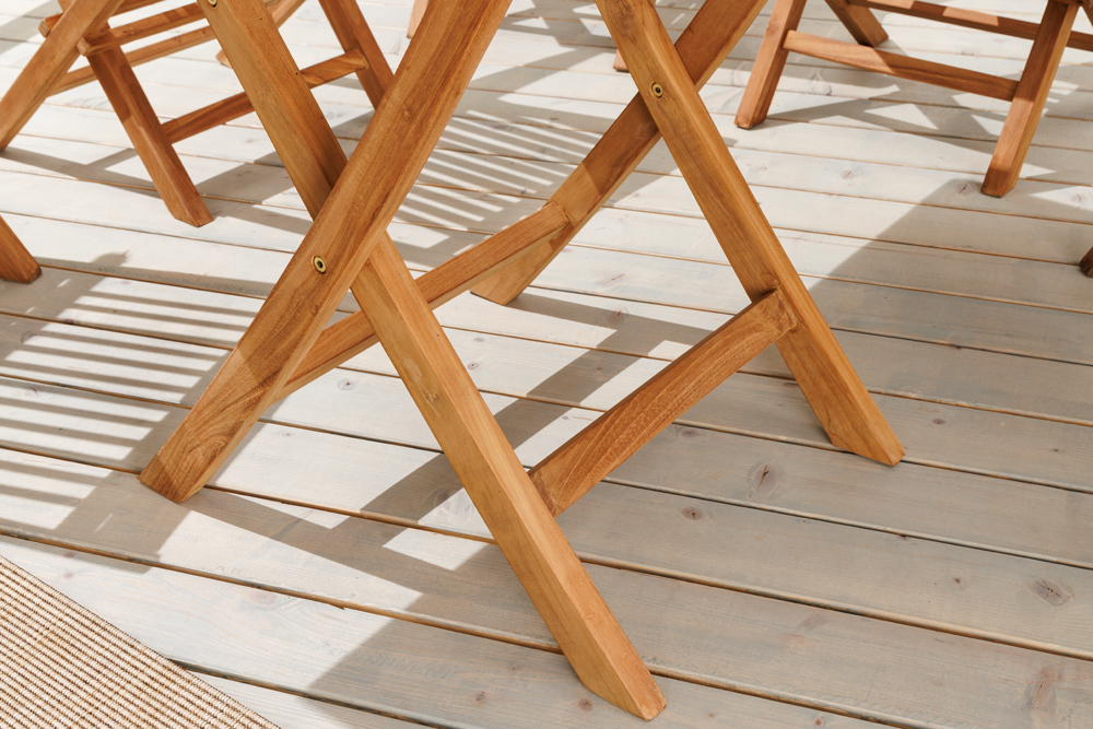 Massiver Esstisch EMPIRE TEAK 100cm natur Teakholz klappbar