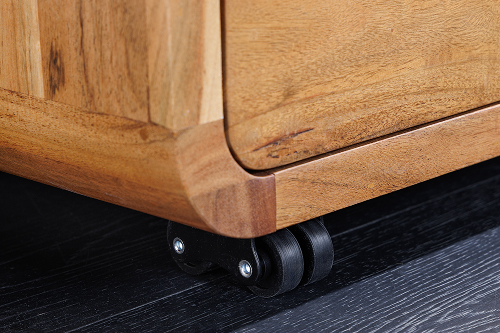 Massiver Rollcontainer CUBUS 60cm braun Akazienholz honey finish drei Schubladen
