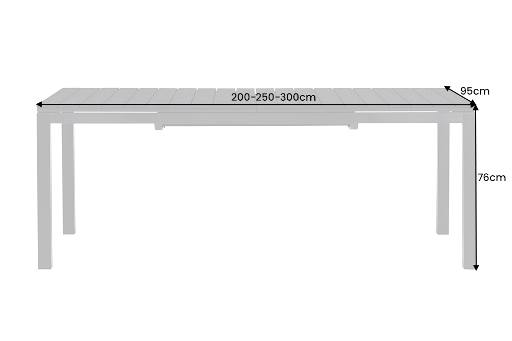Ausziehbarer Gartentisch DESIGNO 200-250-300cm grau Aluminium In- und Outdoor Esstisch