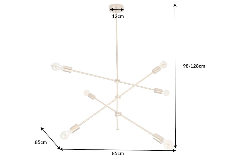 Elegante Hängelampe VARIATION 128cm gold mit sechs schwenkbaren Leuchten
