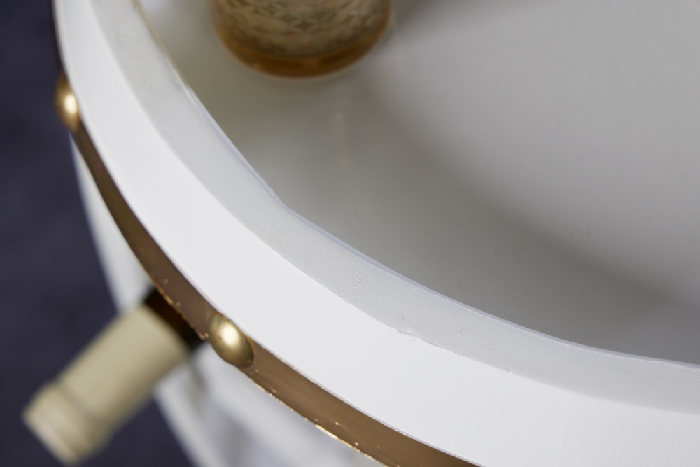 Design Weinfass BODEGA WHITE 65cm weiß gold Pinie Flaschenregal 14 Flaschen