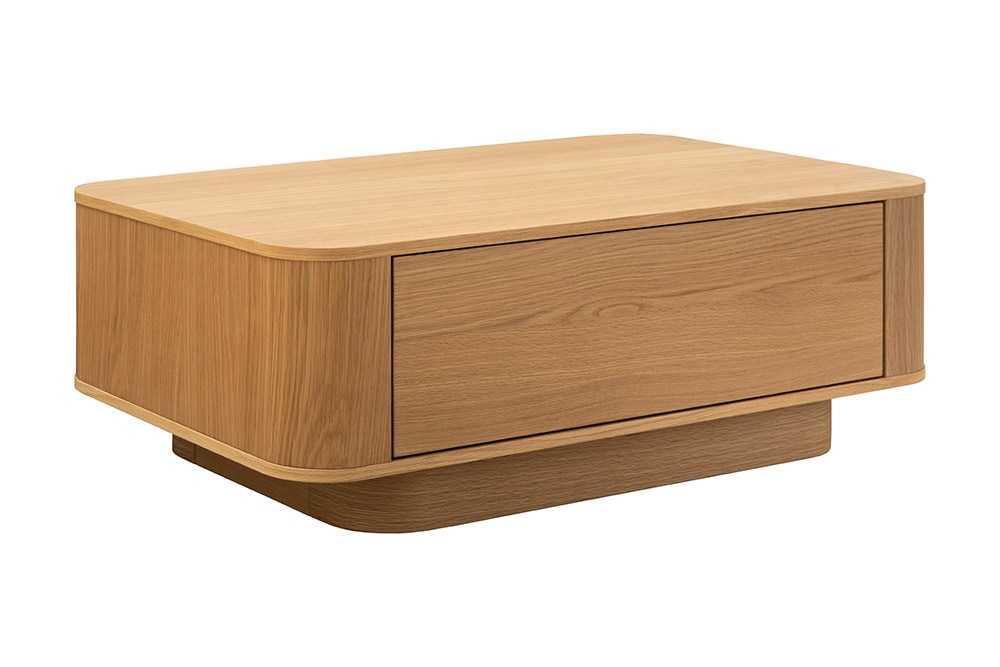 Nordischer Couchtisch VALHALLA WOOD 100cm natur Eichenholz mit Schublade