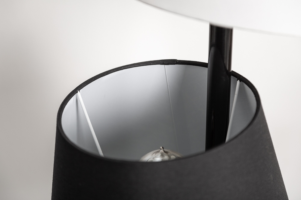 Design Stehlampe LEVELS 163cm schwarz grau mit 3 Leinenschirmen