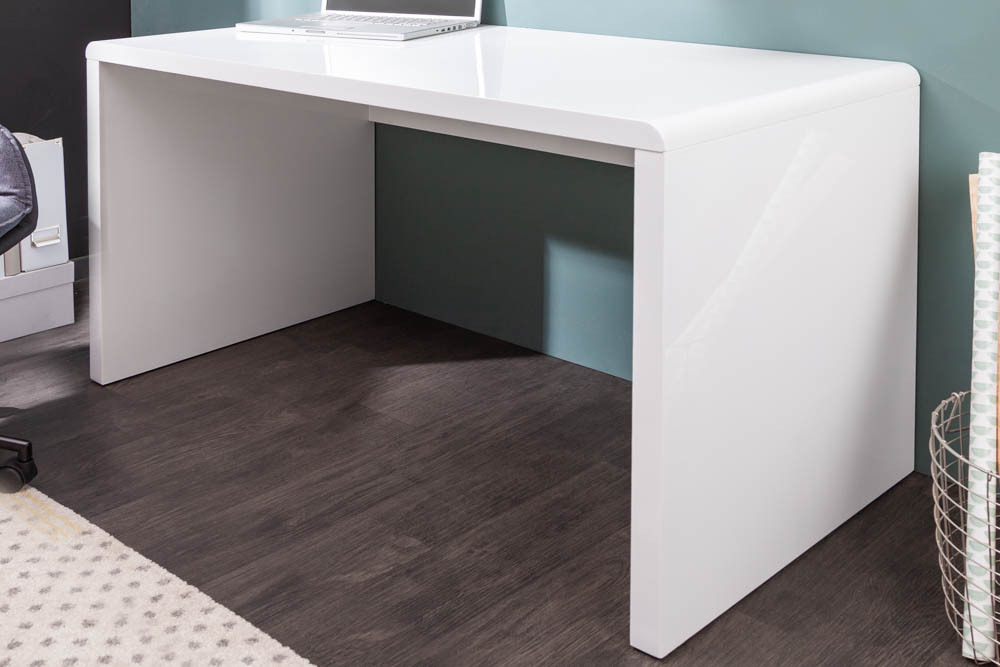 Design Schreibtisch FAST TRADE 120cm weiß Hochglanz Bürotisch