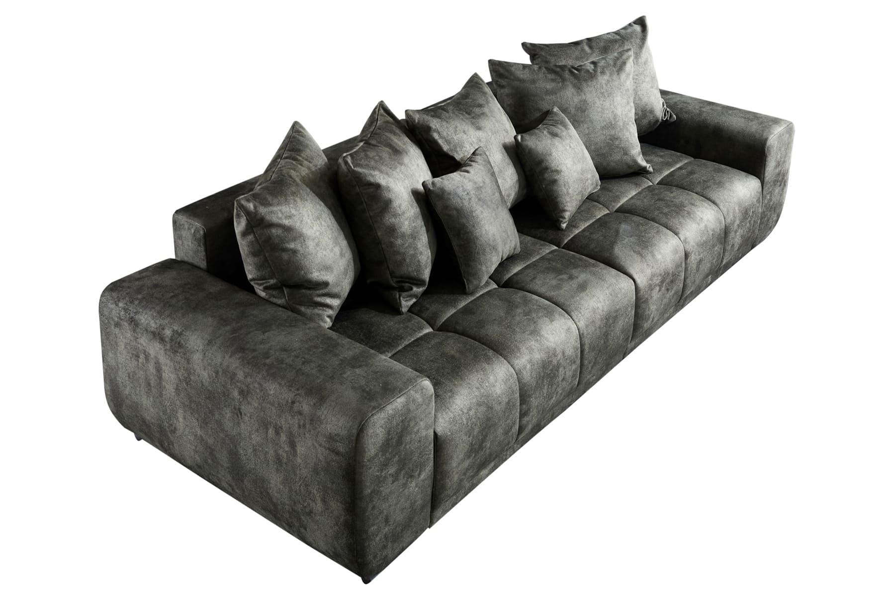 Big Sofa ELEGANCIA 285cm moosgrün Microfaser XXL Couch inkl. Kissen Federkern
