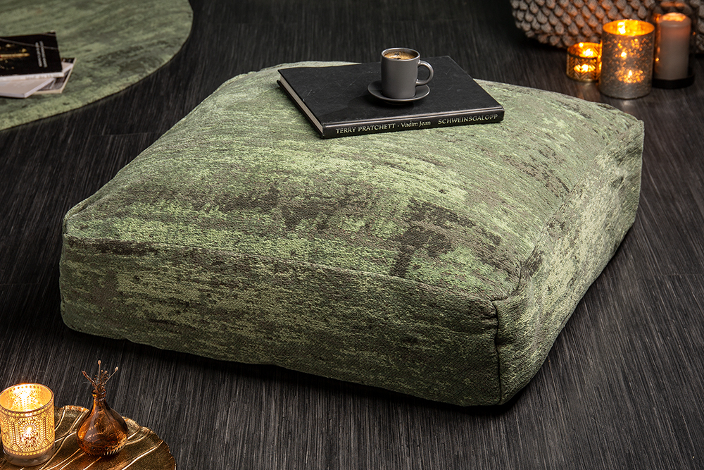 Design Bodenkissen XL MODERN ART 70cm grün abstraktes Muster Sitzpouf
