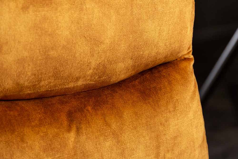 Moderner Freischwinger Stuhl COMFORT senfgelb Samt mit Komfortgriff