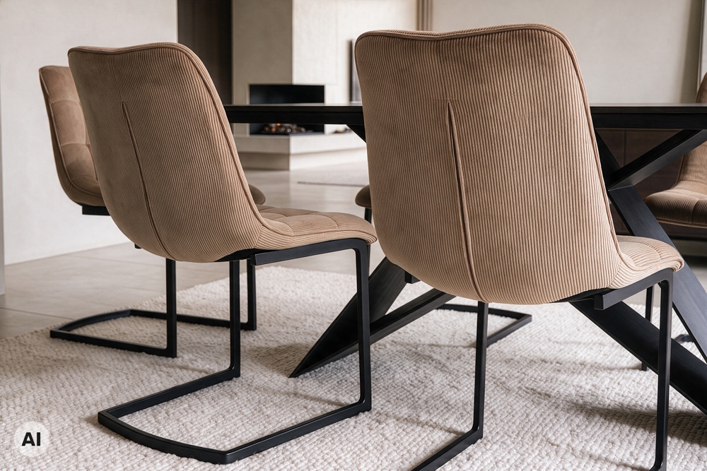 Freischwinger Stuhl MIAMI taupe Cord matt schwarz Metallgestell