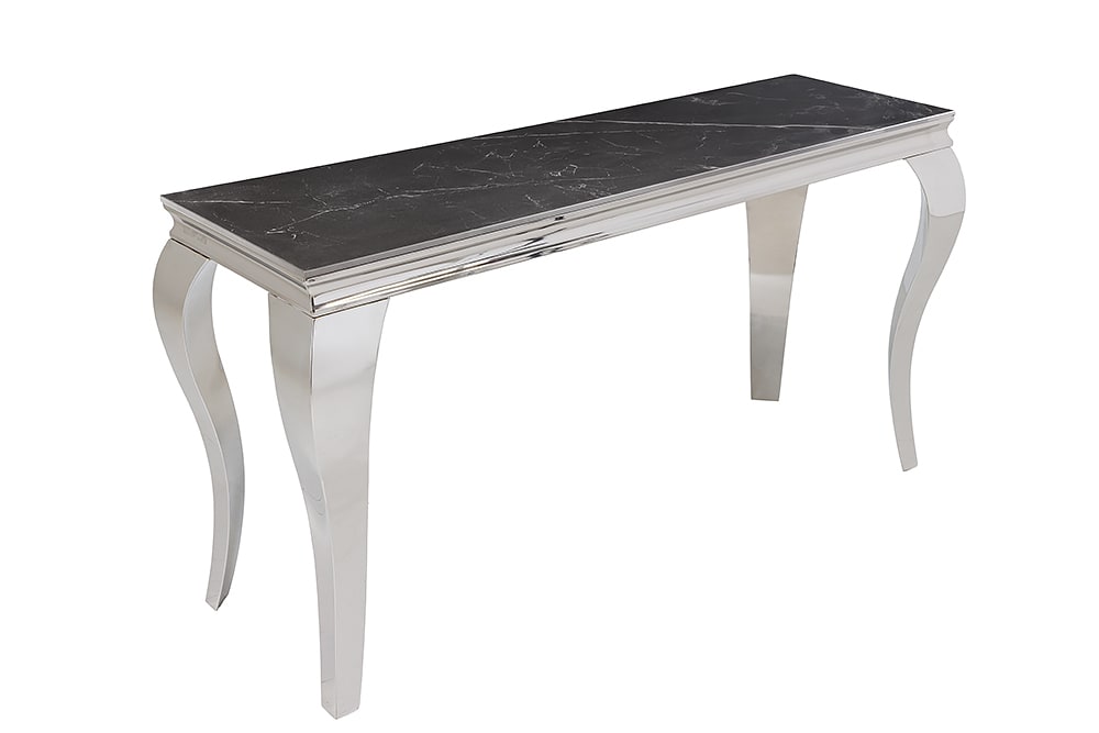 Design Konsolentisch MODERN BAROCK 140cm schwarz anthrazit chrom Keramik Marmor