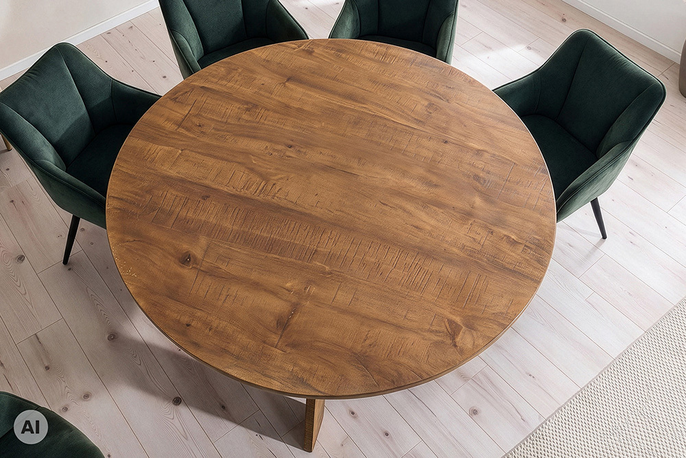 Runder Esstisch ART WOOD 140cm braun honey finish Mangoholz massiv