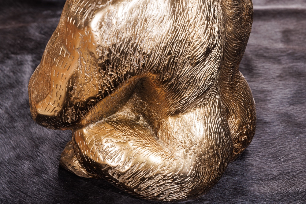 Runder Couchtisch WILDLIFE KONG 60cm gold Metall Glas Affenfigur Gorilla Skulptur handmade