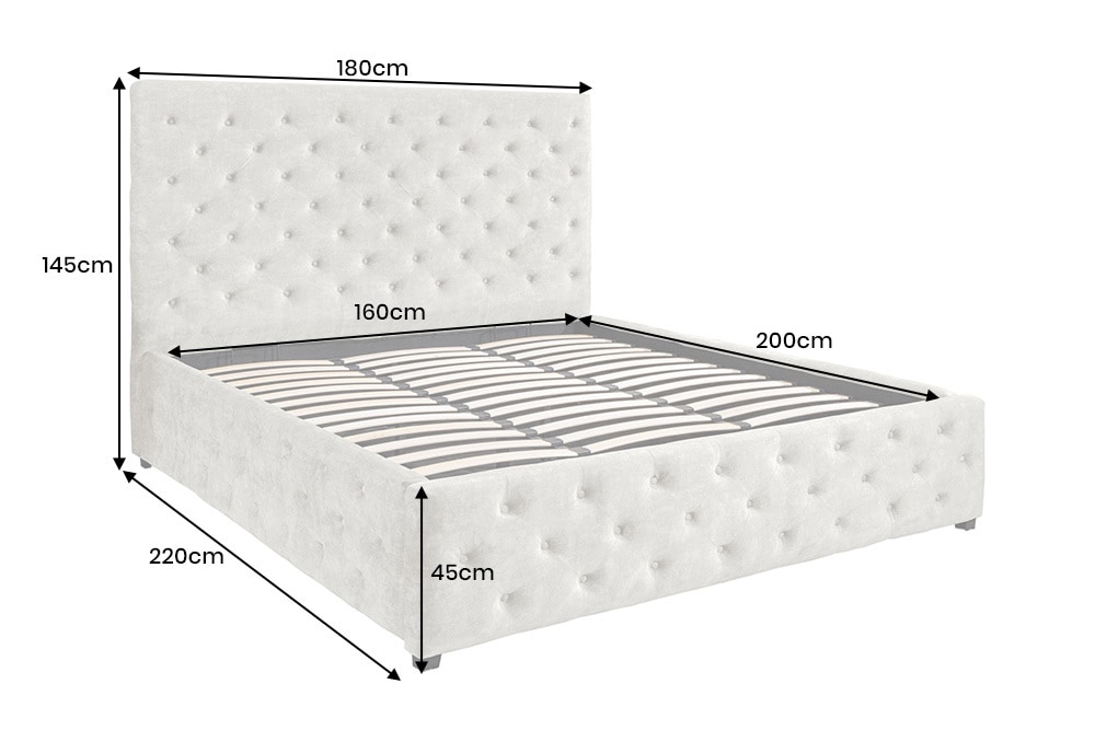 Design Boxbett PARIS 160x200cm champagner beige Samt mit Stauraum und Lattenrost