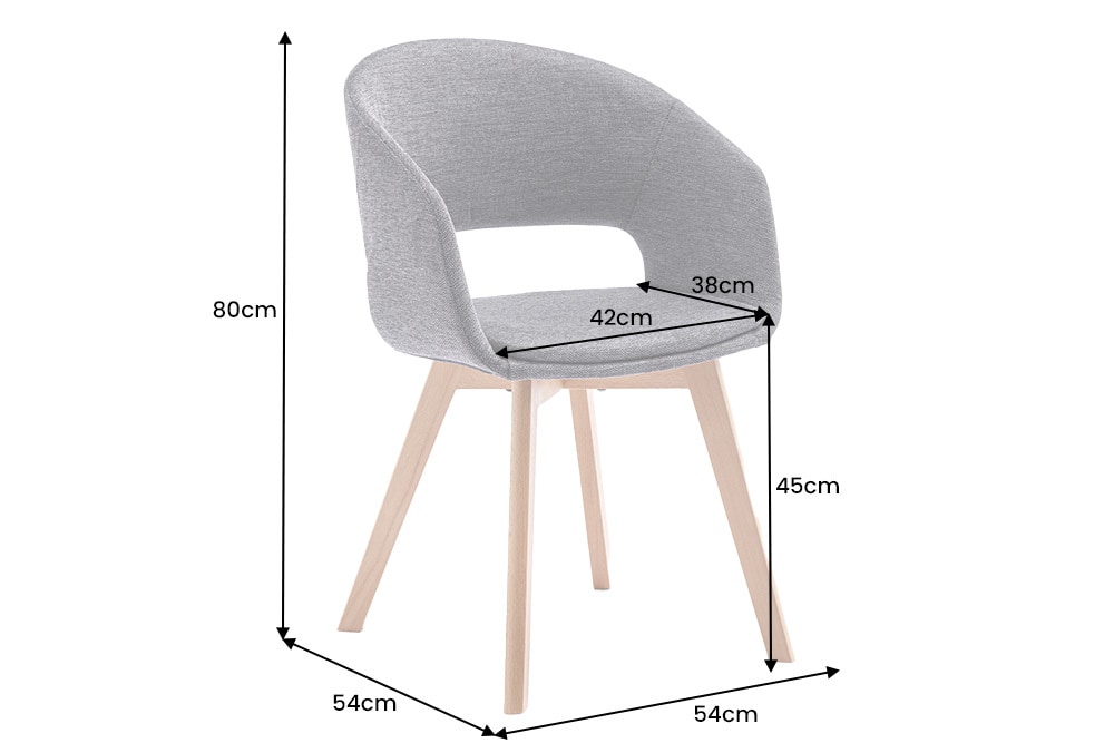 Design Stuhl NORDIC STAR antik grau Microfaser Massivholz schwarz mit Armlehne gepolstert