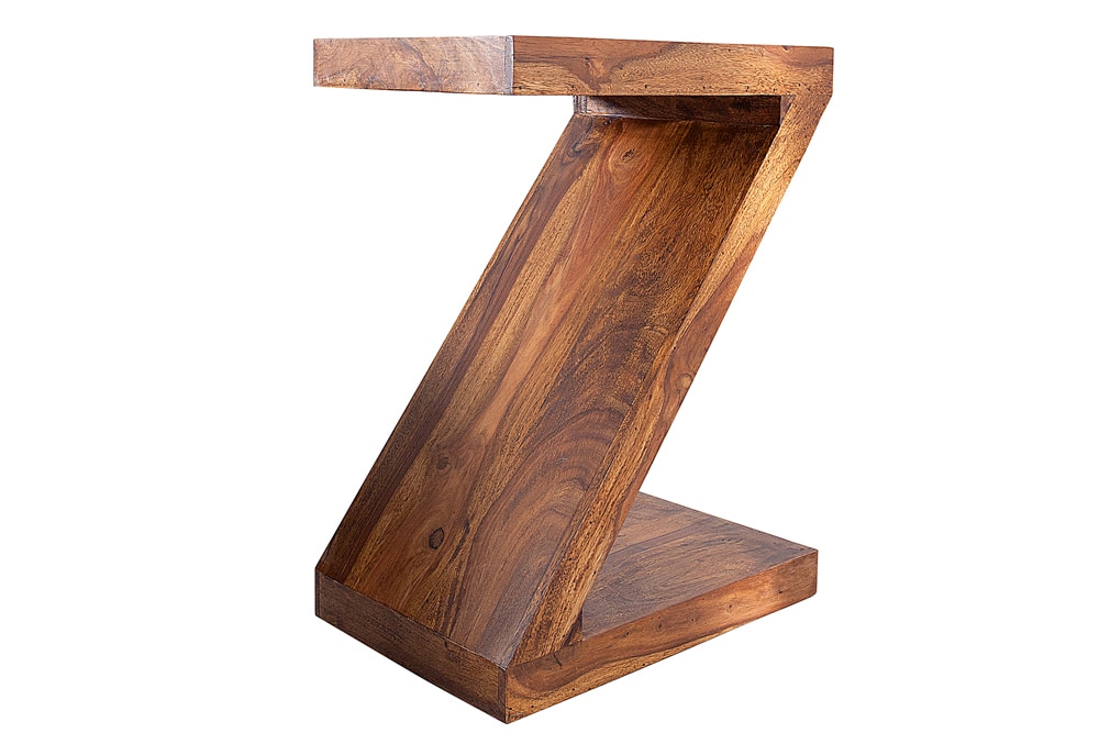 Massivholz Beistelltisch Z 45cm braun Sheesham stone finish einzigartige Maserung