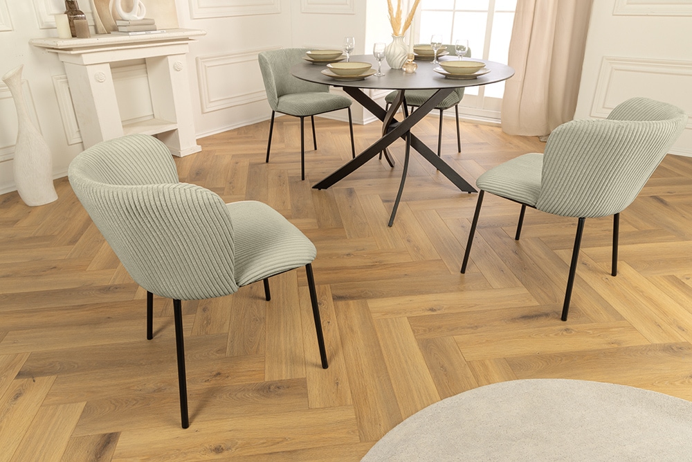 Design Stuhl LYON mint Cord schwarze Metallbeine