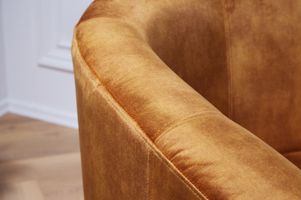 Design Lounge Sessel HEMINGWAY senfgelb Samt Armlehnen Cocktailsessel