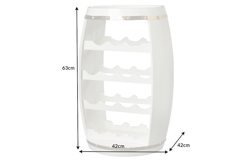 Design Weinfass BODEGA WHITE 65cm weiß gold Pinie Flaschenregal 14 Flaschen