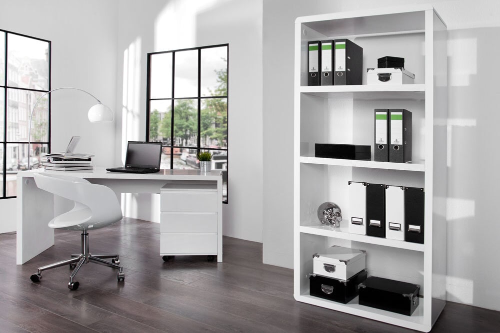 Design Schreibtisch FAST TRADE 160cm weiß Hochglanz Computertisch