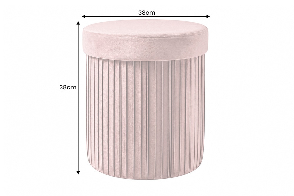 Runder Hocker ÉLAN 40cm rosa Samt faltbar mit Stauraum