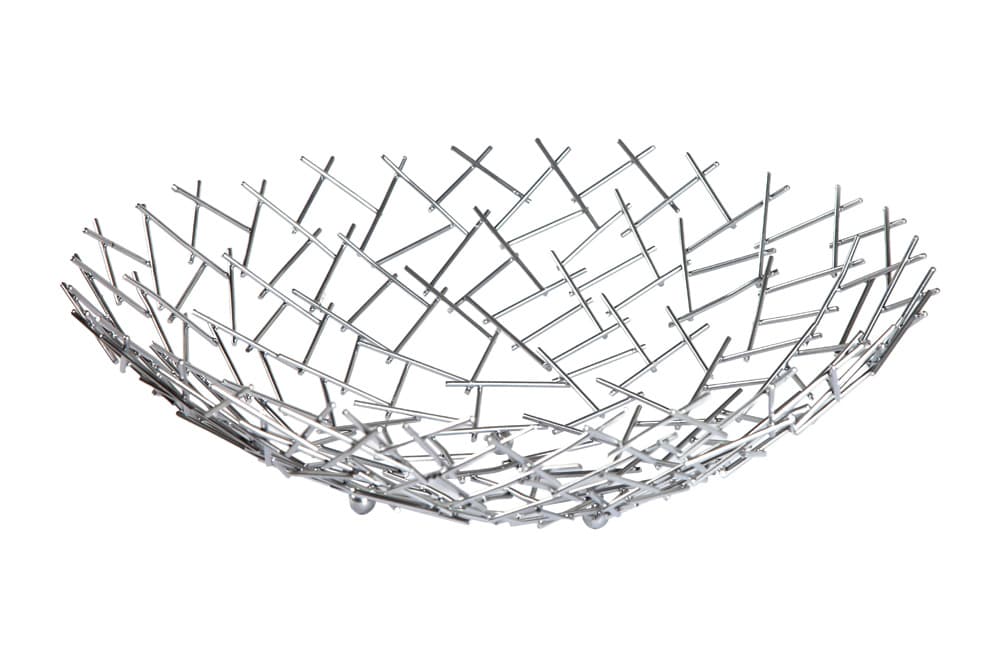 Design Schale STRUCTURE 45cm silber pulverbeschichtetes Metall