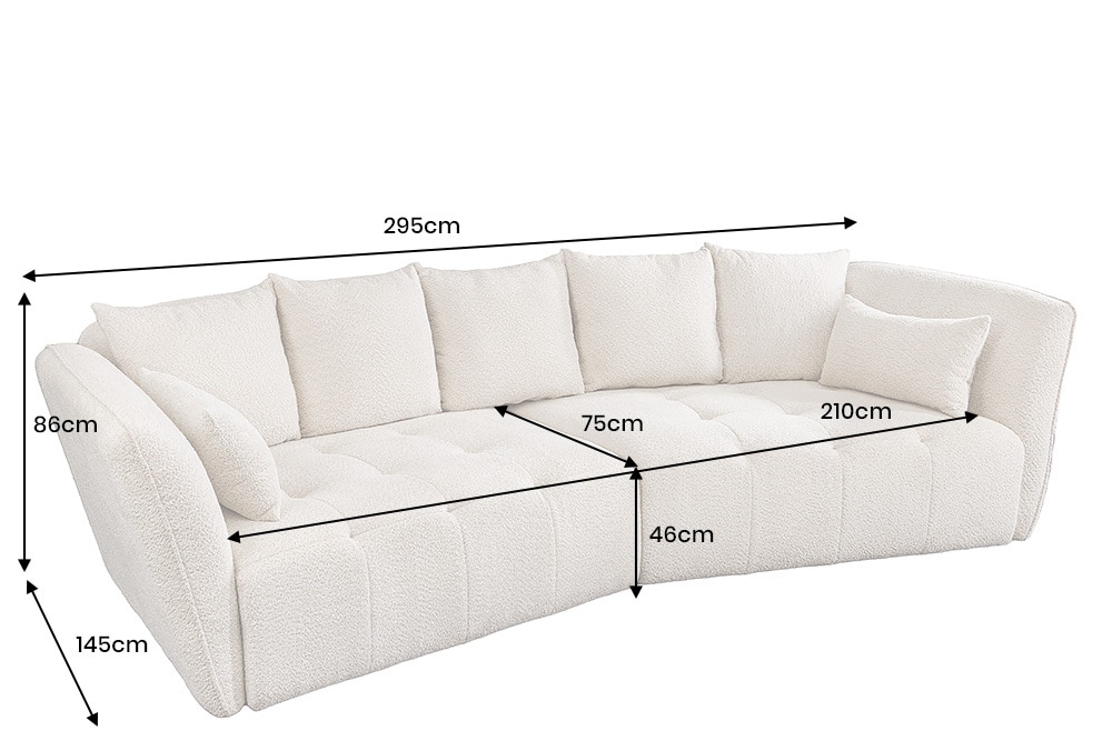 Modernes Big Sofa ROYAL 295cm champagner beige Bouclé Federkern XXL-Couch
