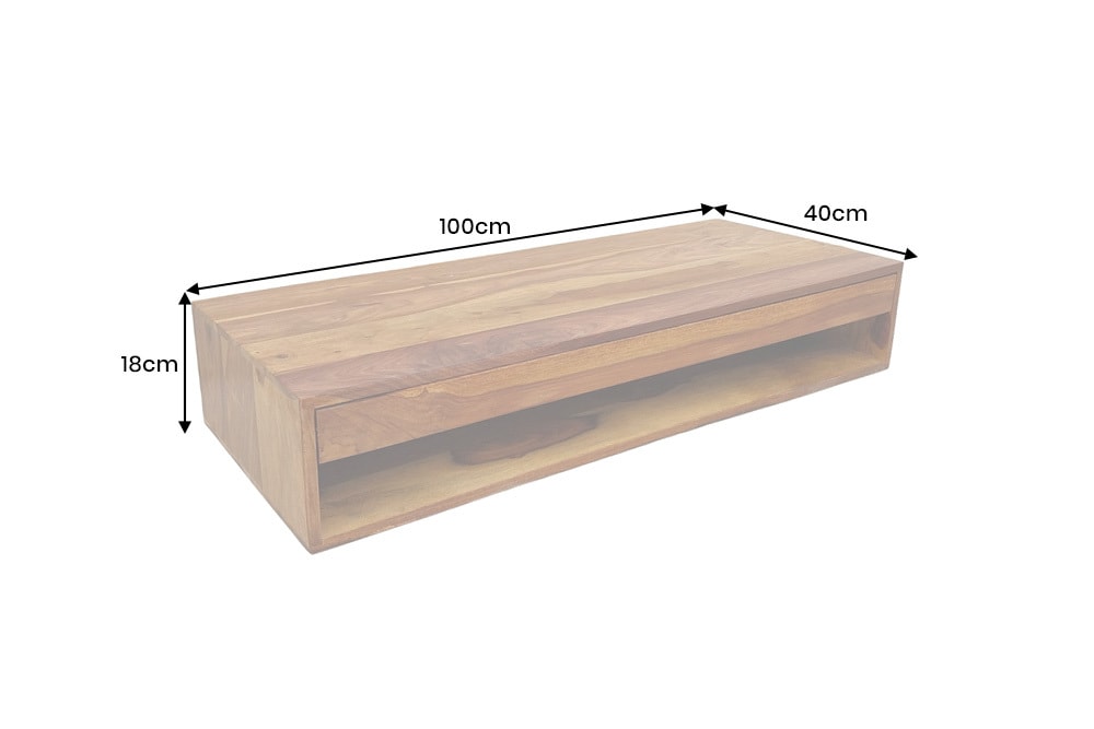 Hängender Konsolentisch PURE 100cm braun Sheeshamholz stone finish Schreibtisch