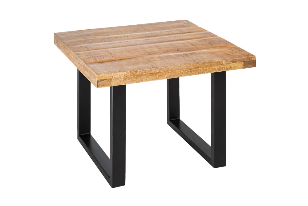 Massiver Couchtisch IRON CRAFT 60cm Mangoholz Industrial Design