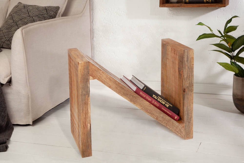 Massiver Beistelltisch Z 45cm Mangoholz Z-Form in Handarbeit gefertigt