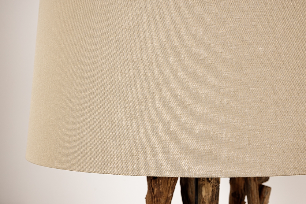 Handgefertigte Stehlampe WILD NATURE 158cm natur Treibholz Stehleuchte Leinenschirm