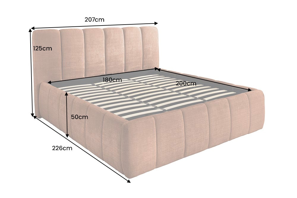 Design Boxbett ADLON 180x200cm rostbraun Chenille Cremona mit Stauraum und Lattenrost