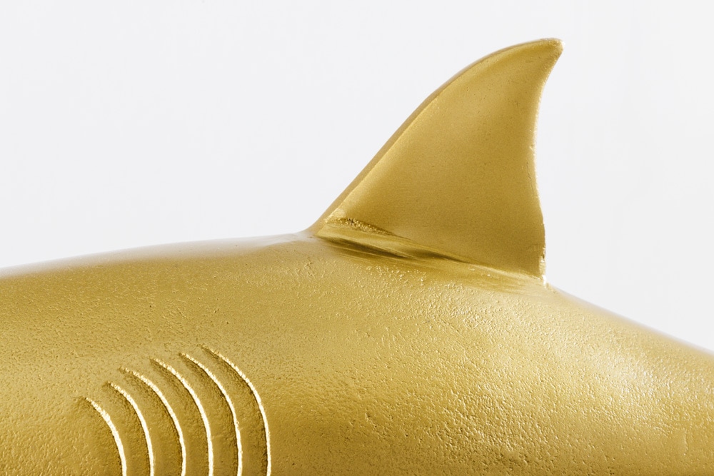 Maritime Skulptur HAI 68cm gold handmade Metall Design Haifisch