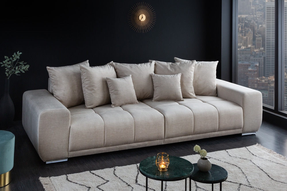 Big Sofa ELEGANCIA 285cm champagner beige Vogue Velours Samt inkl. Kissen Federkern Big Sofa ELEGANCIA 285cm champagner beige Vogue Velours Samt inkl. Kissen Federkern