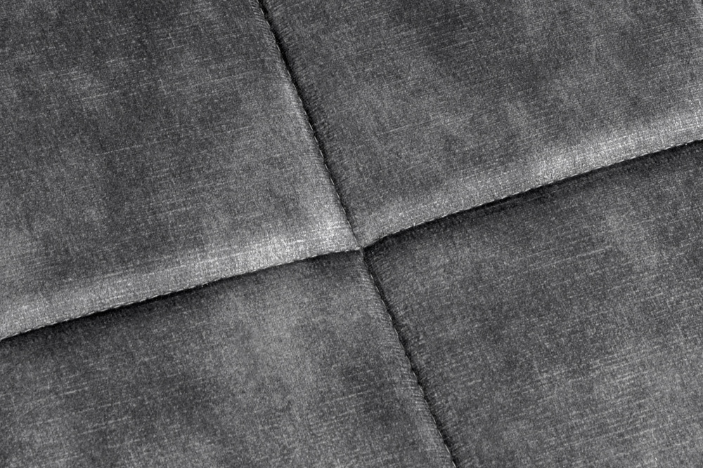 Moderner Hocker SCANDINAVIA grau Samt schwarze Metallbeine Fußhocker