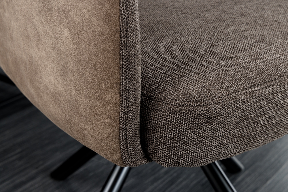 Drehbarer Stuhl BIG GEORGE taupe Microfaser Webstoff Taschenfederkern Metall schwarz