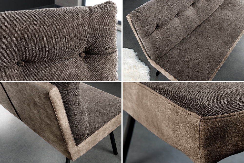 Moderne Sitzbank BIG GEORGE 160cm taupe Flachgewebe Taschenfederkern schwarz