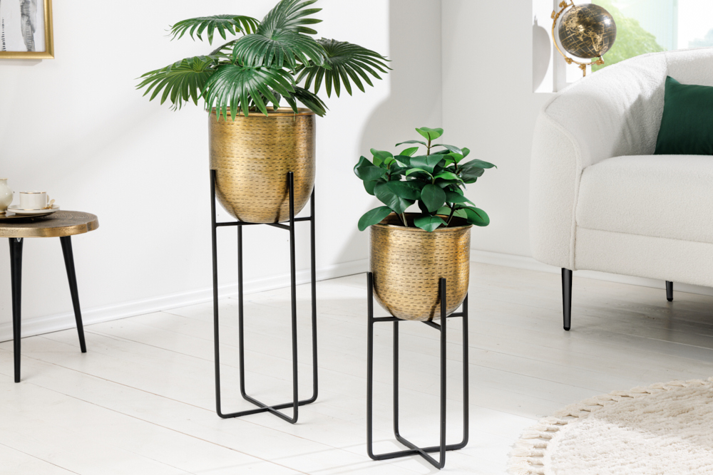 2er Set Blumentopf UNIT 70/50cm gold schwarz Metall Hammerschlag Design 2er Set Blumentopf UNIT 70/50cm gold schwarz Metall Hammerschlag Design
