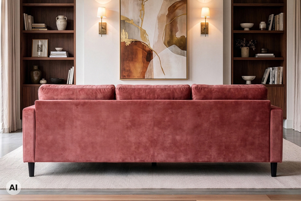 Ecksofa STOCKHOLM 220cm altrosa Samtstoff Federkern 3-Sitzer-Sofa