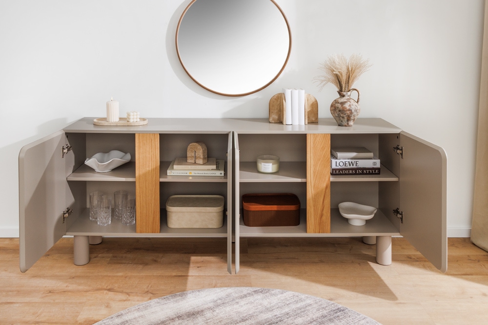 Sideboard COSMO 180cm kaschmir beige Eiche Soft Close Stauraum