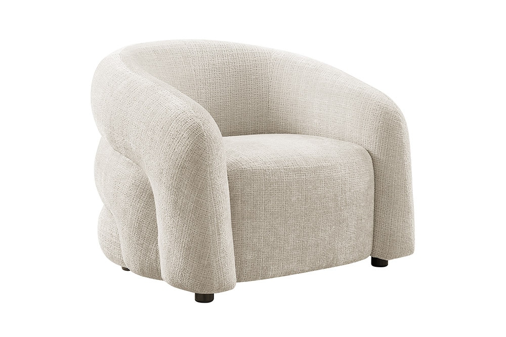 Design Sessel VOGUE 95cm beige Chenille mit Armlehnen und Nosagfederung