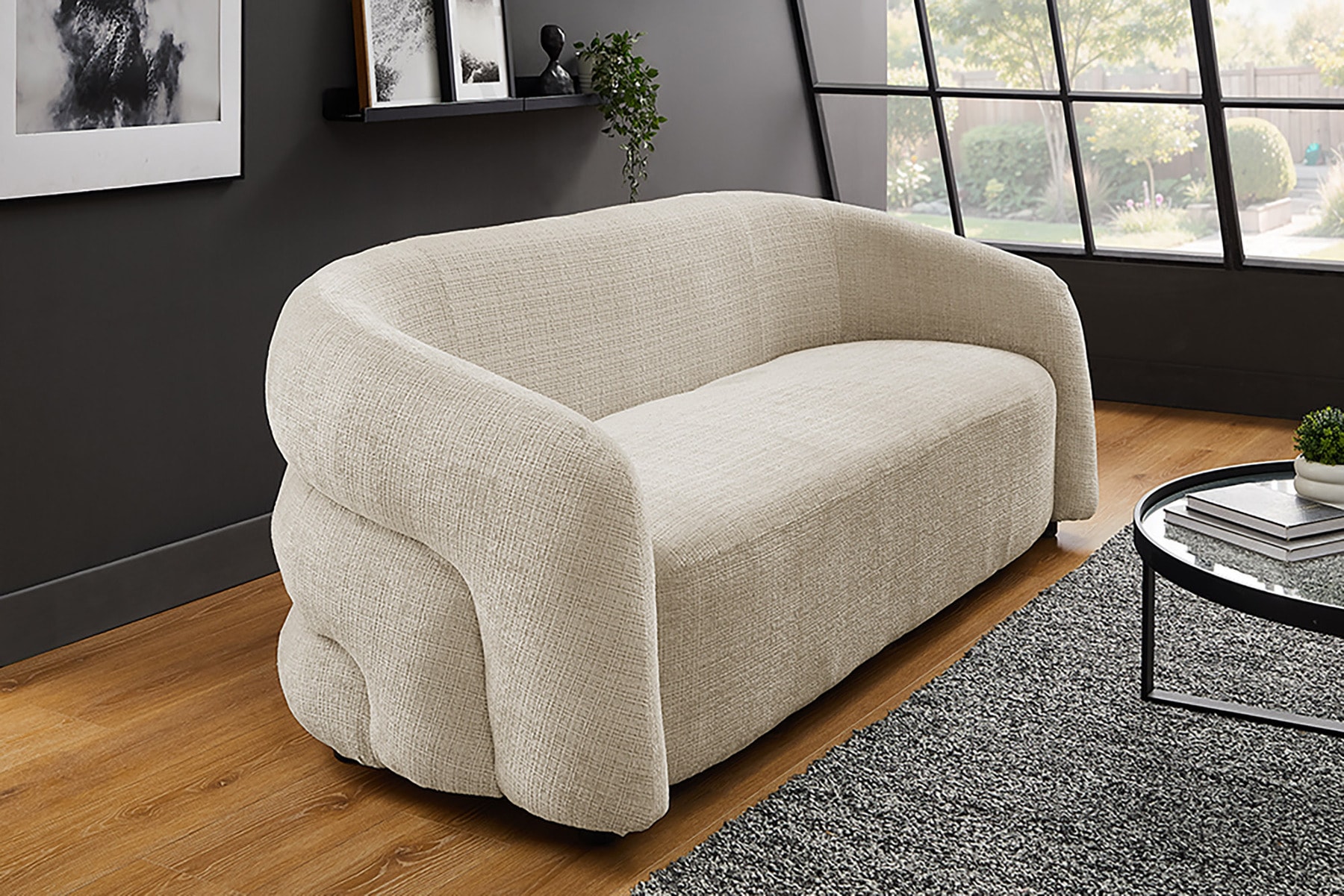 Design Sofa VOGUE 200cm beige Chenille Cremona 3-Sitzer Couch mit Nosagfederung