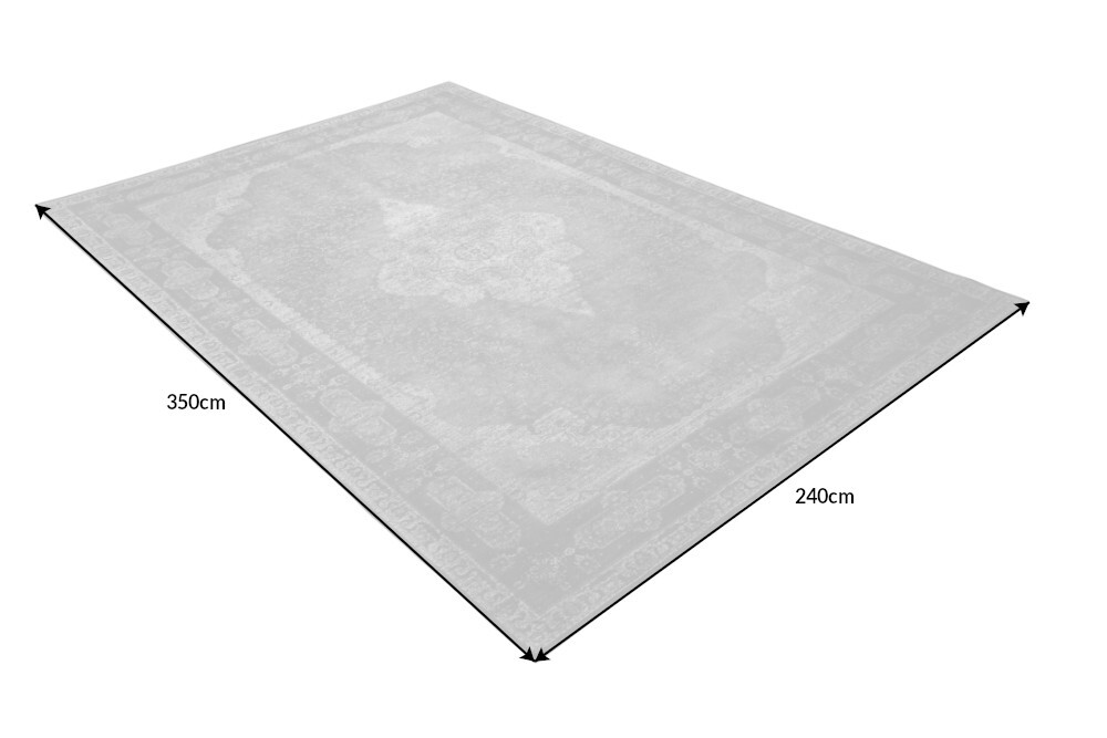 Orientalischer Baumwoll-Teppich PURE UNIQUE XXL 350x240cm antik-hellgrau geometrische Muster
