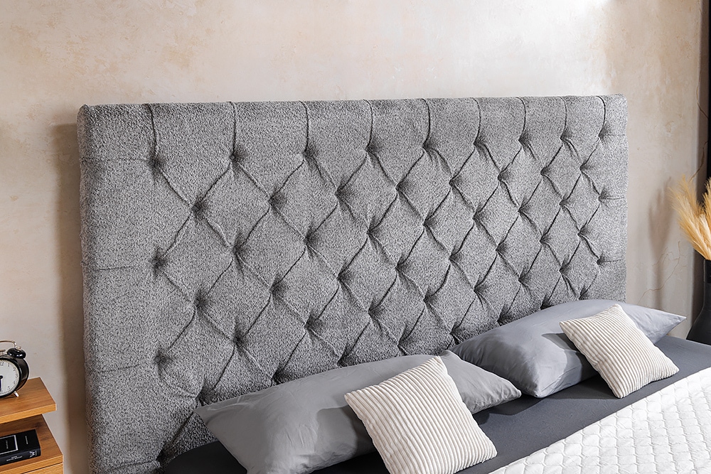 Design Boxbett PARIS 180x200 cm grau Bouclé Chesterfield