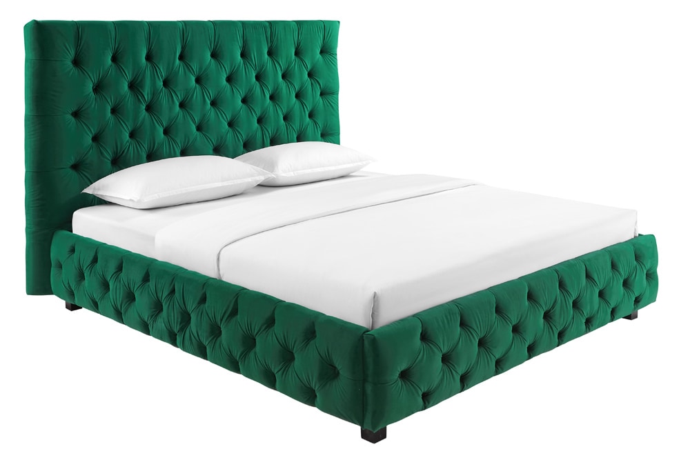 Design Boxbett PARIS 180x200cm dunkelgrün Samt Chesterfield Doppelbett