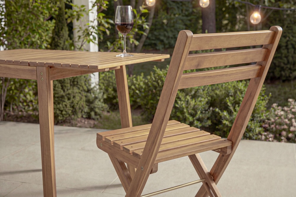 Outdoor Balkon Stuhl BALI natur honey Akazienholz klappbar wetterfest Gartenstuhl