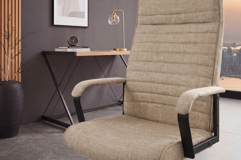 Höhenverstellbarer Bürostuhl LAZIO beige Vogue Velours Samt drehbar mit Rollen