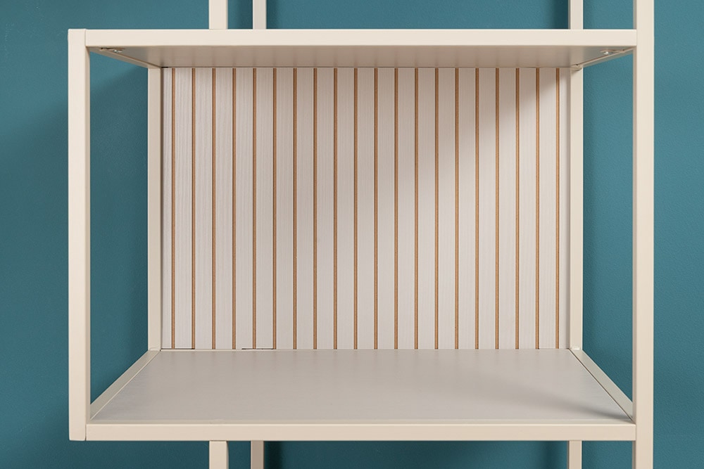 Modernes Bücherregal SLIM LINE 185cm champagner beige Metallgestell sechs Regalböden