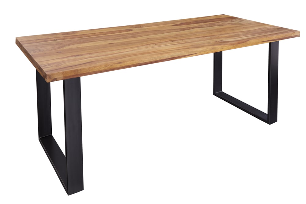 Massivholz Esstisch IRON CRAFT 180cm braun schwarz Sheesham stone finish Industrial