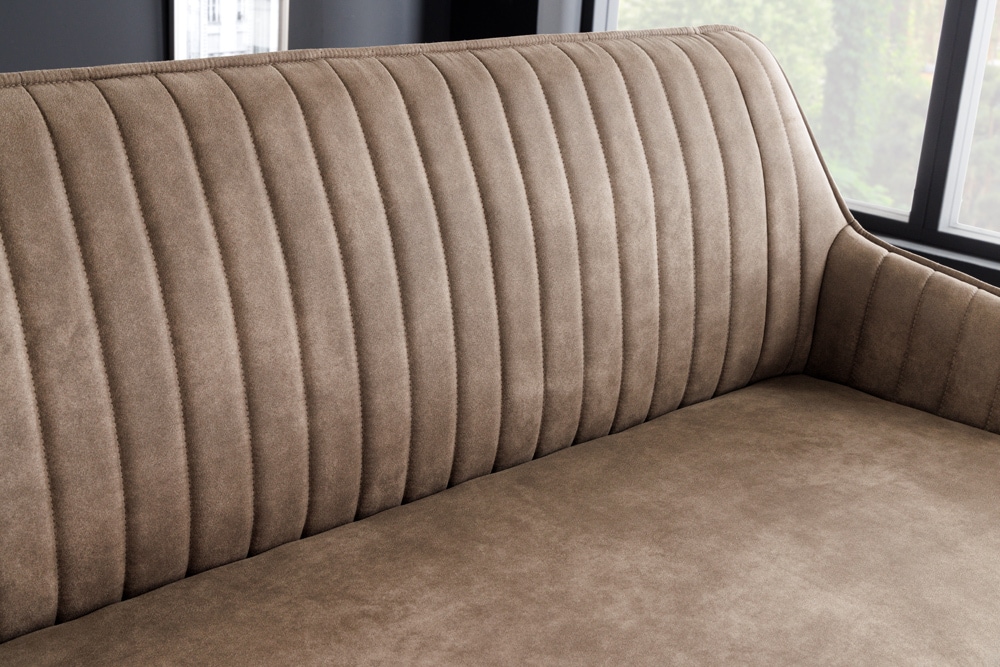 Design Sitzbank TURIN 160cm taupe schwarz Metallbeine mit Armlehne