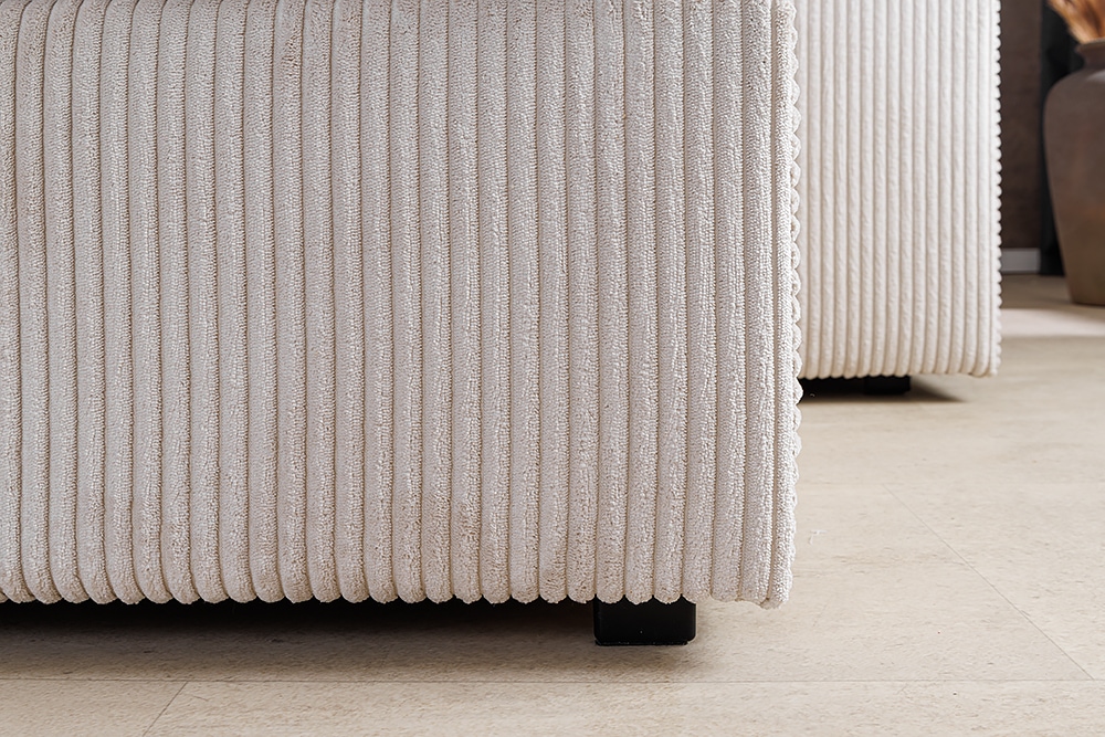 Design Ecksofa ATMOSPHERE XL 245cm champagner beige Cord Federkern inkl. Kissen